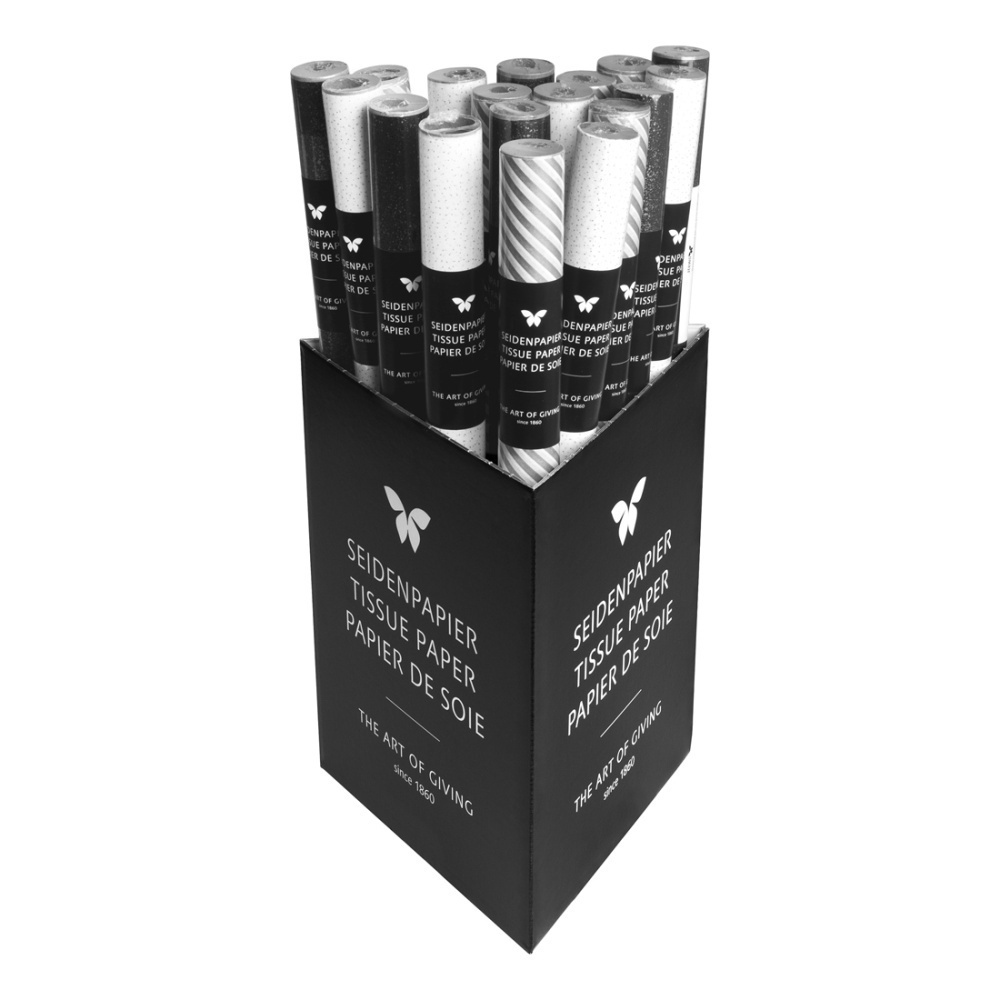 Kurzrollen-Display Box Seidenpapier 26x26x33cm schwarz