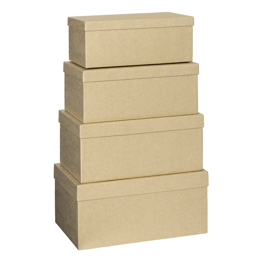 Geschenkboxen 4er Set „One Colour“ braun hell