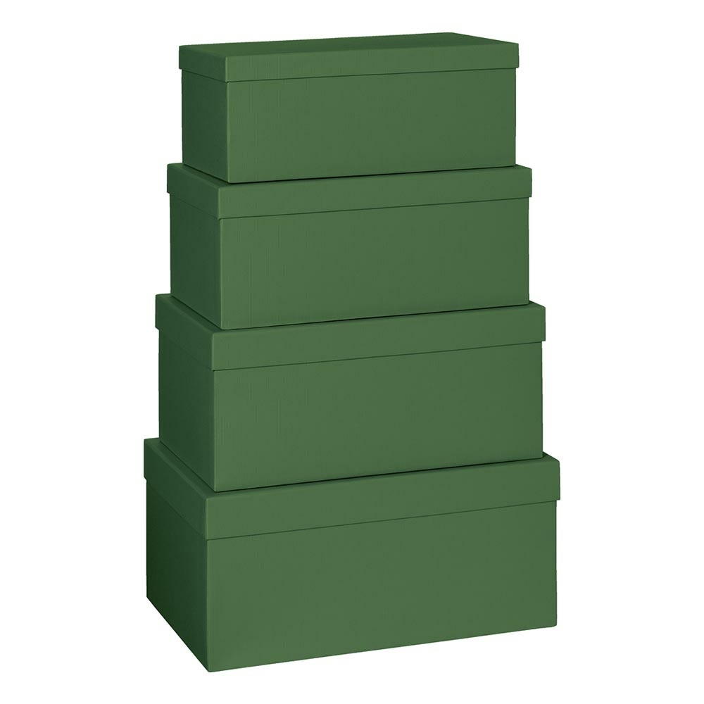 Geschenkboxen 4er Set „One Colour“ grün dunkel