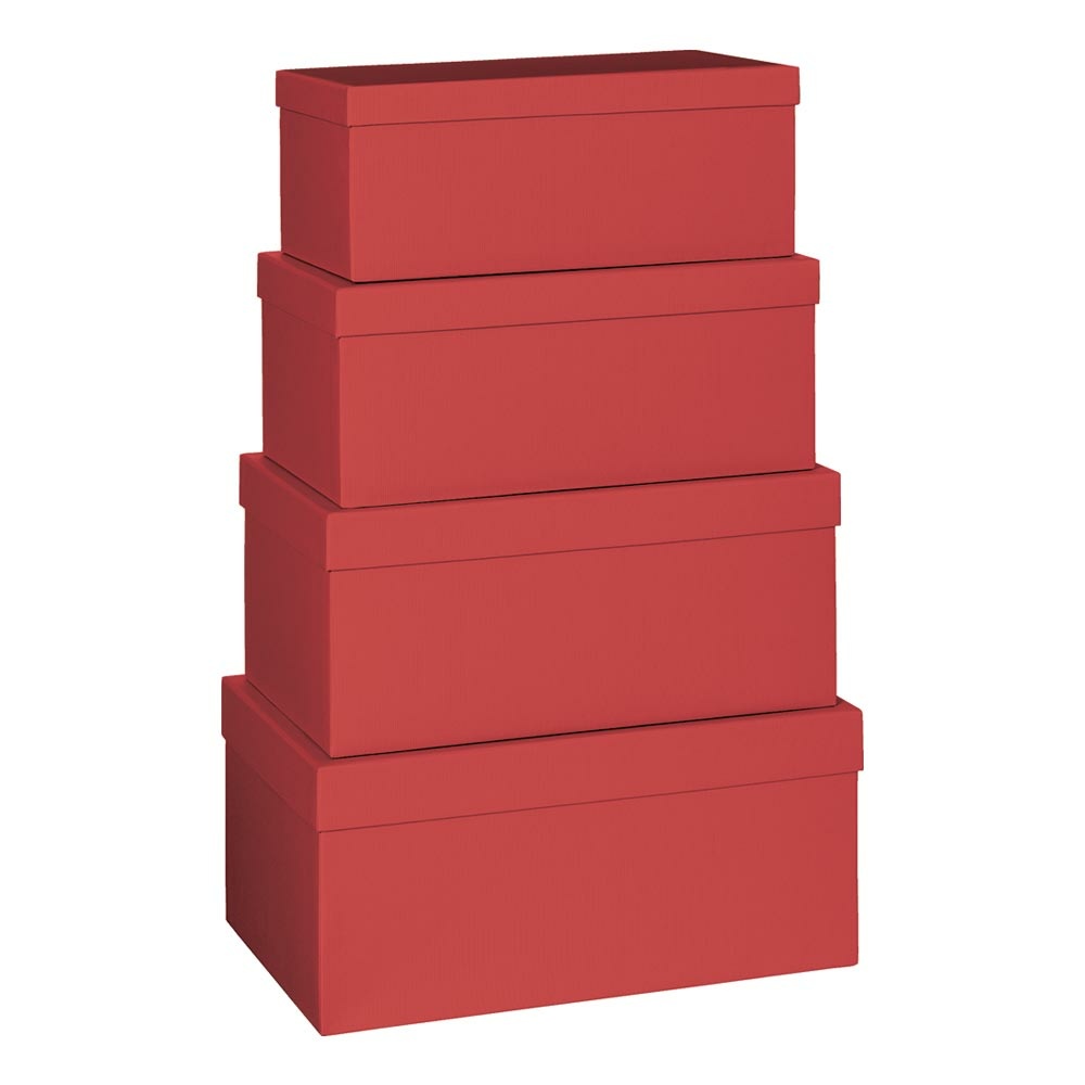 Geschenkboxen 4er Set „One Colour“ rot