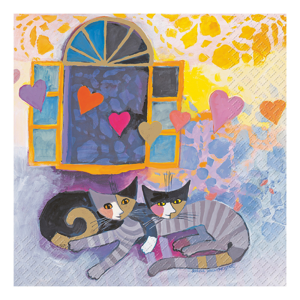 Servietten „Flying Hearts“ 33x33cm violett